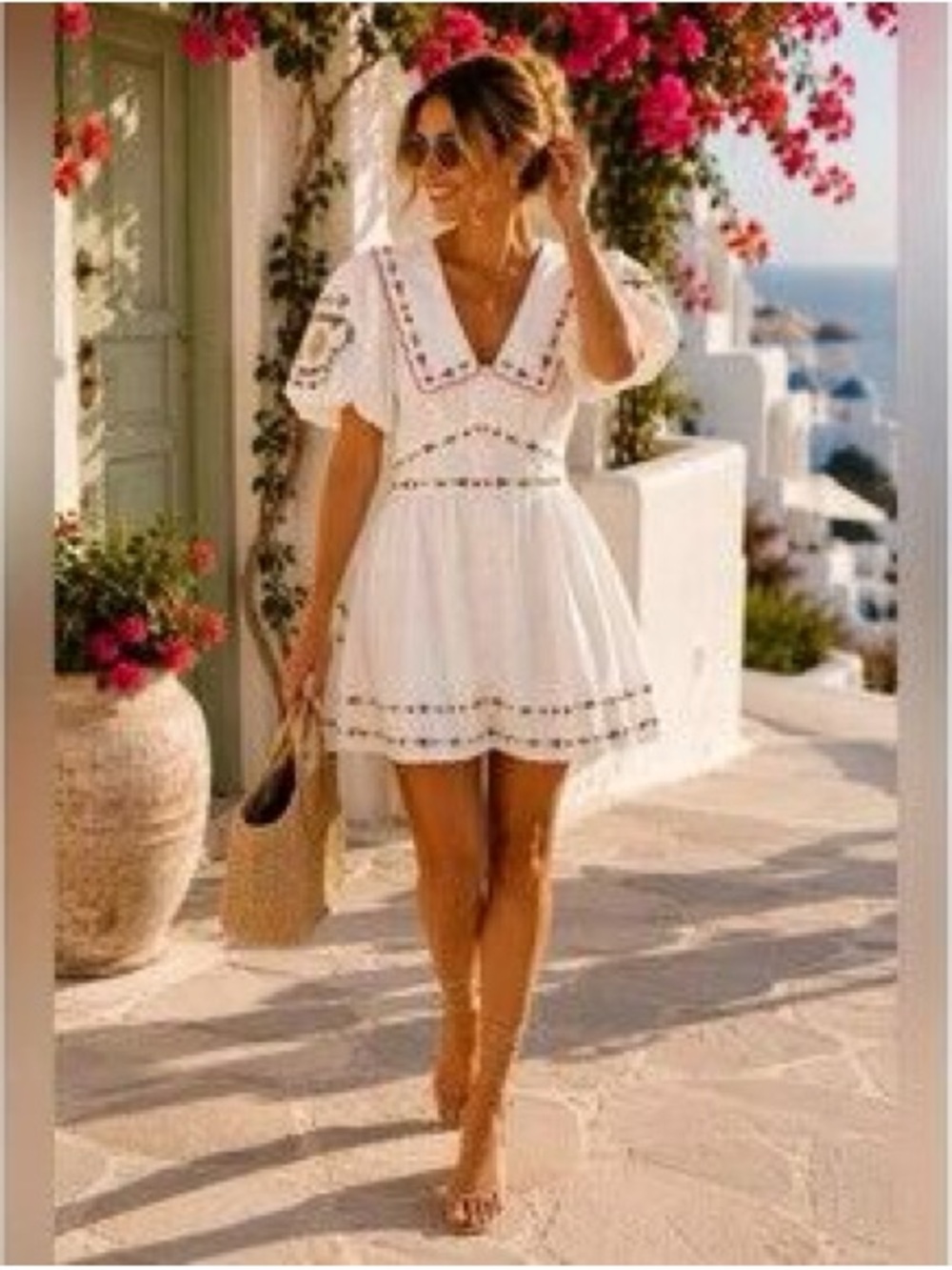 Caroline Constas White Embroidered Mini Dress
